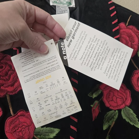 QUACKER FACTORY XS Black Leather Jacket Embroidered Biker Romantic Western NWT - Picture 12 of 14